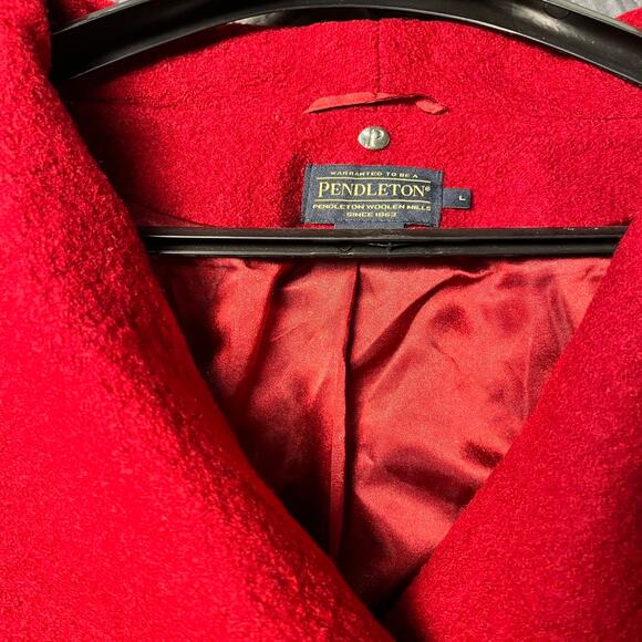 Pendleton Boiled Wool Jacket Red Double Breast Coat Heritage Ruby Women's L Wrap - Picture 2 of 7